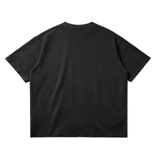 Ghosts Cant Dream Garment Dyed Streetwear Tee 260GSM Black Cotton With Faded Raw Hem